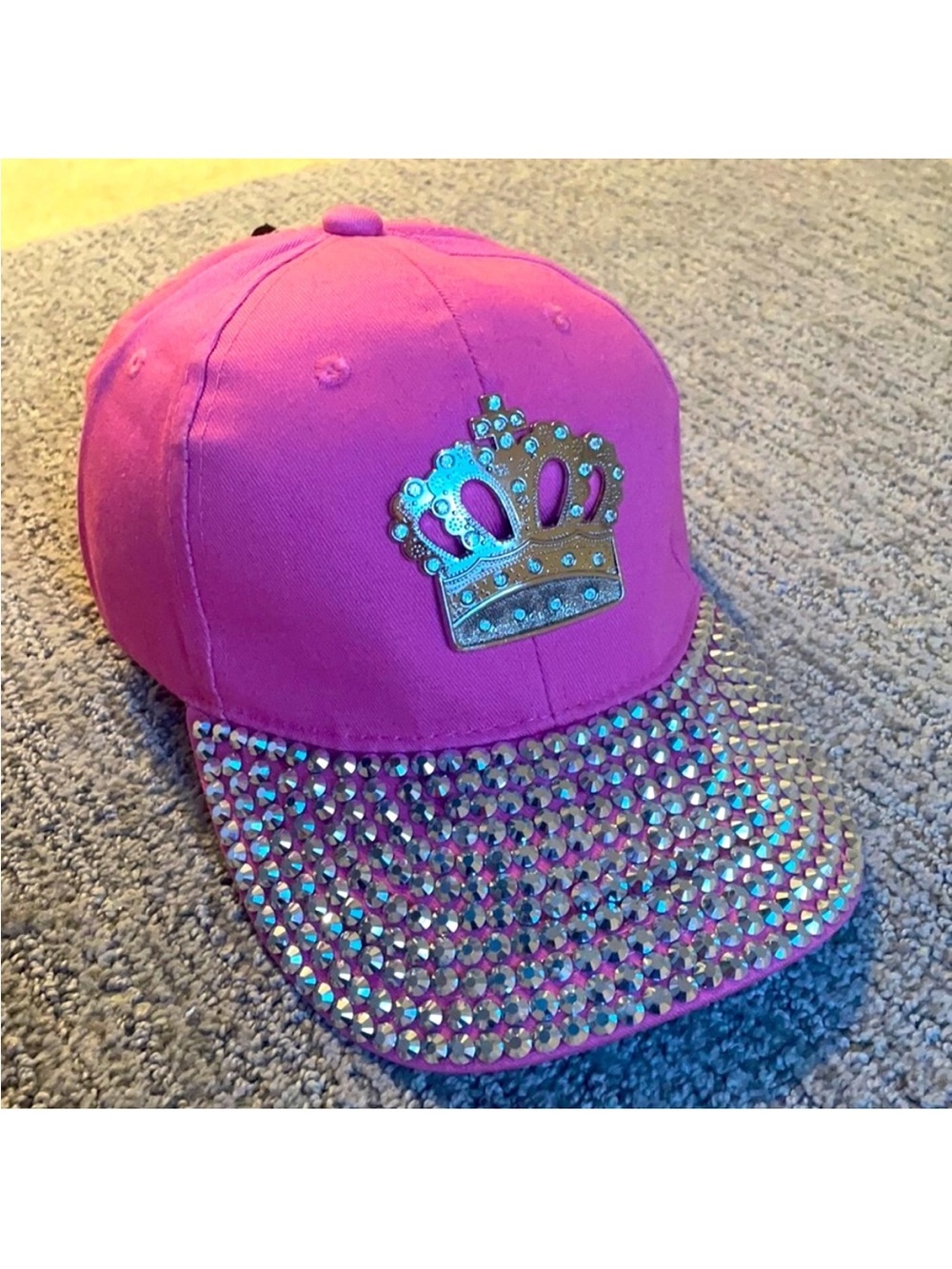 Hot Pink Rhinestone Crown Baseball Cap